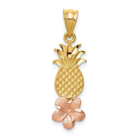 14K Yellow & Rose Gold Pineapple W/ Plumeria Pendant,All Products : American Fashion Style Bags On Sale
